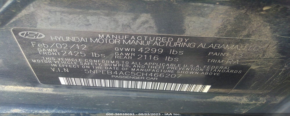5NPEB4AC5CH466207 2012 HYUNDAI SONATA photo no. 9