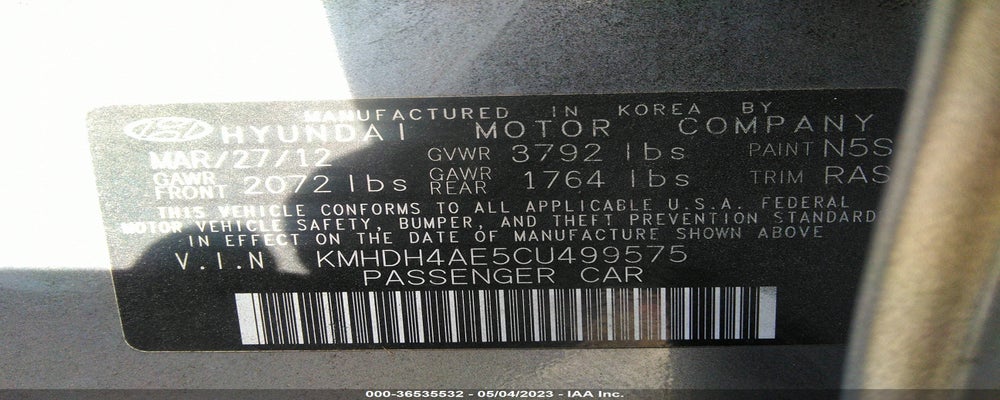 KMHDH4AE5CU499575 2012 HYUNDAI ELANTRA photo no. 9