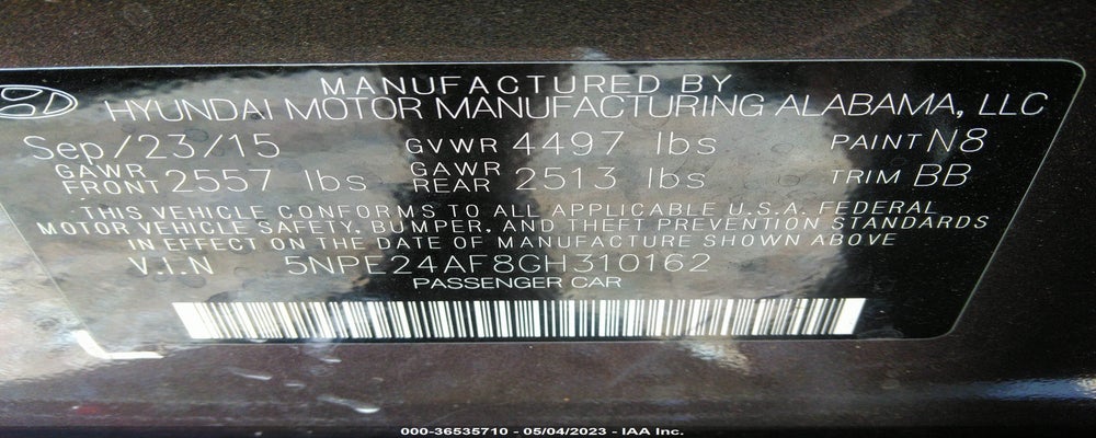 5NPE24AF8GH310162 2016 HYUNDAI SONATA photo no. 9