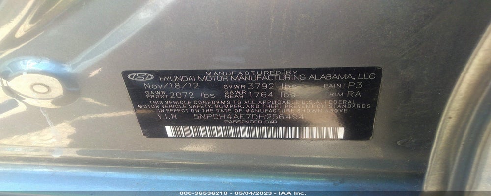 5NPDH4AE7DH256494 2013 HYUNDAI ELANTRA photo no. 9