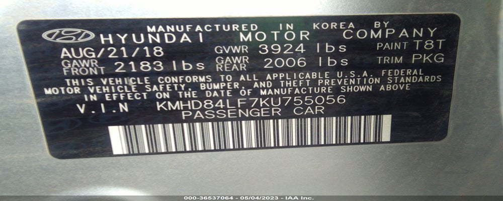 KMHD84LF7KU755056 2019 HYUNDAI ELANTRA photo no. 9
