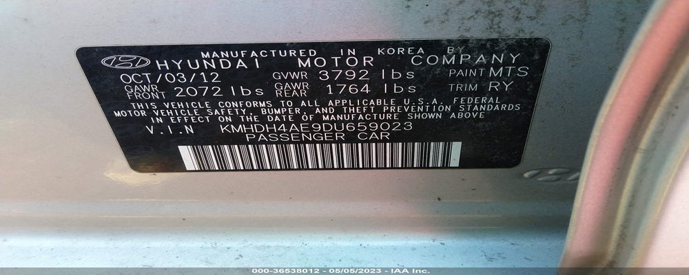 KMHDH4AE9DU659023 2013 HYUNDAI ELANTRA photo no. 9