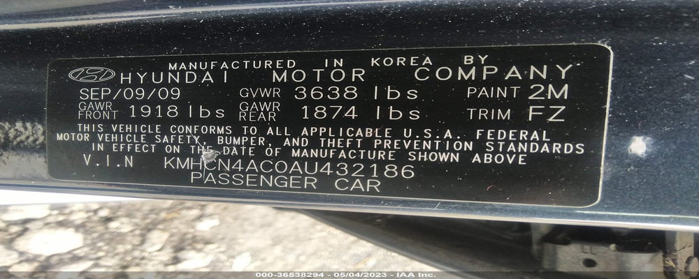 KMHCN4AC0AU432186 2010 HYUNDAI ACCENT photo no. 9