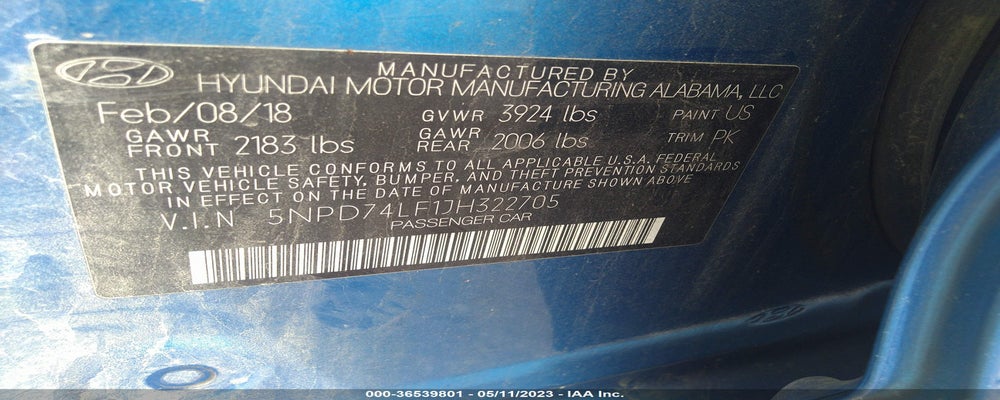 5NPD74LF1JH322705 2018 HYUNDAI ELANTRA photo no. 9