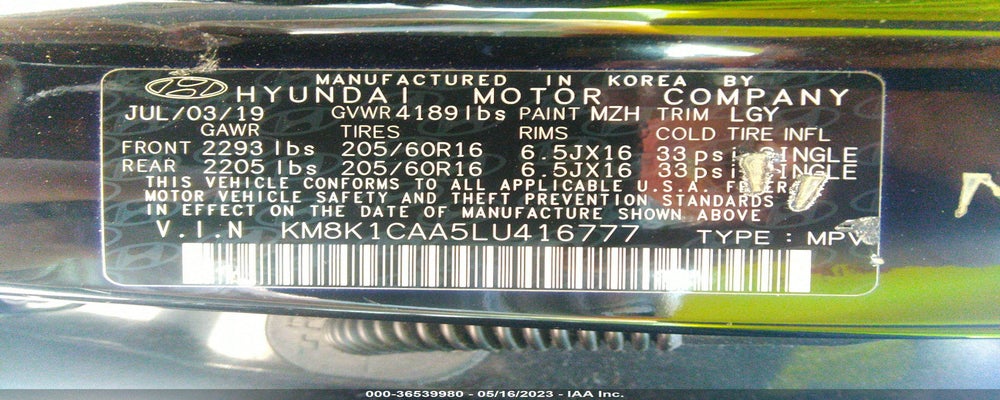KM8K1CAA5LU416777 2020 HYUNDAI KONA photo no. 9
