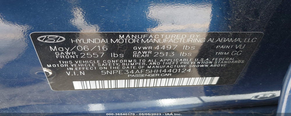 XXXXXXXXXHH440124 2017 HYUNDAI SONATA photo no. 9
