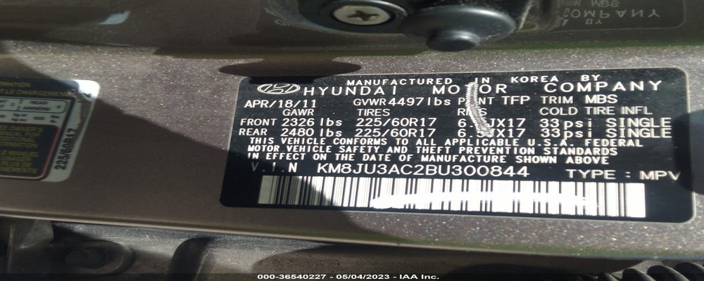 KM8JU3AC2BU300844 2011 HYUNDAI TUCSON photo no. 9