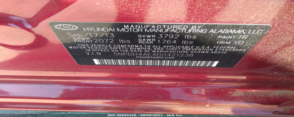 5NPDH4AE4DH421238 2013 HYUNDAI ELANTRA photo no. 9