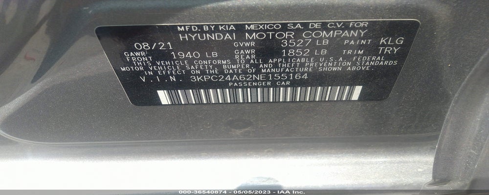 3KPC24A62NE155164 2022 HYUNDAI ACCENT photo no. 9