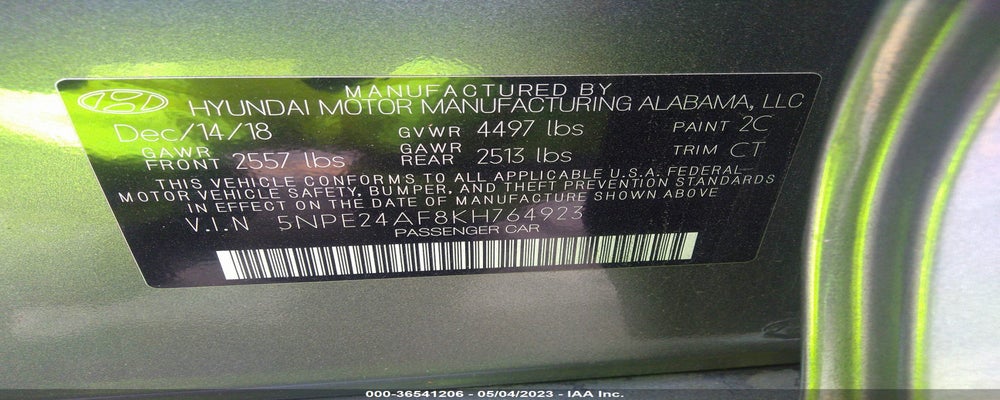 5NPE24AF8KH764923 2019 HYUNDAI SONATA photo no. 9