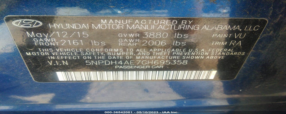 5NPDH4AE7GH695358 2016 HYUNDAI ELANTRA photo no. 9
