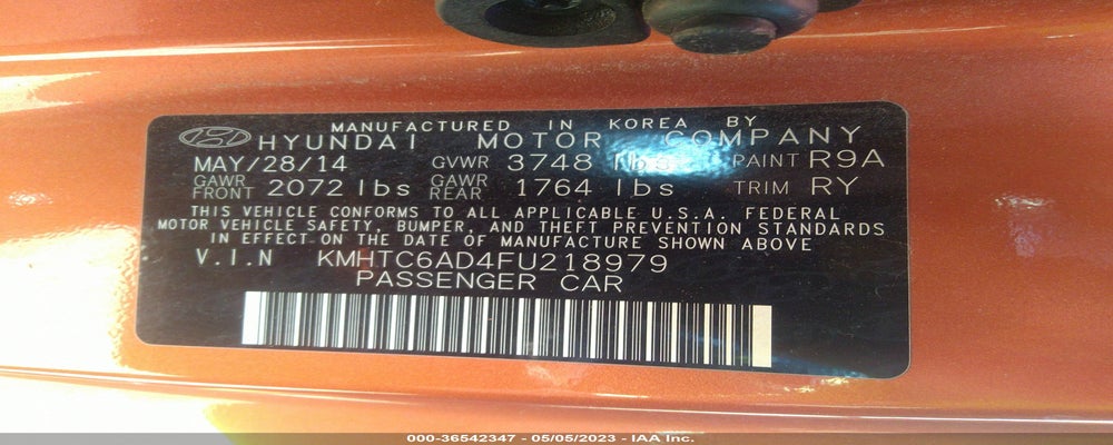 KMHTC6AD4FU218979 2015 HYUNDAI VELOSTER photo no. 9