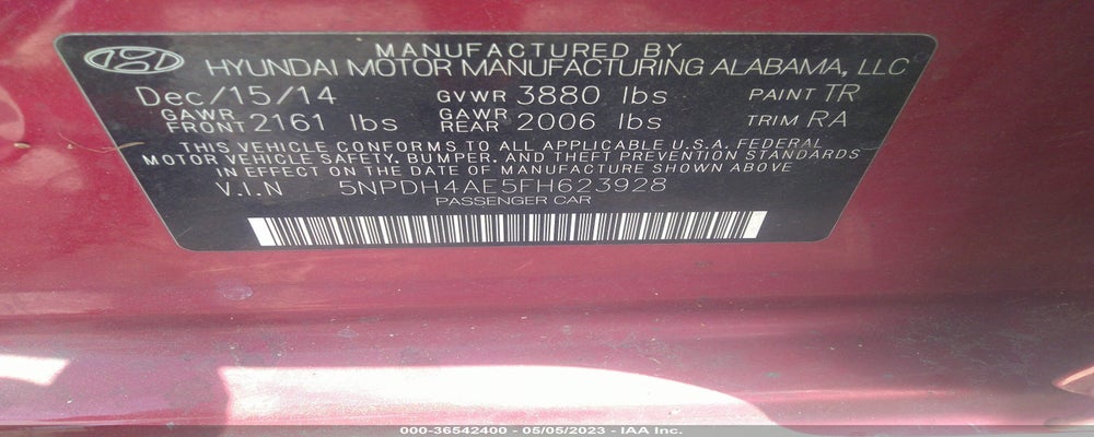 5NPDH4AE5FH623928 2015 HYUNDAI ELANTRA photo no. 9