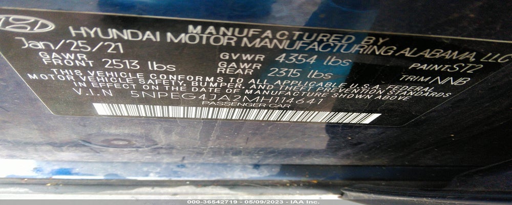 5NPEG4JA2MH114641 2021 HYUNDAI SONATA photo no. 9