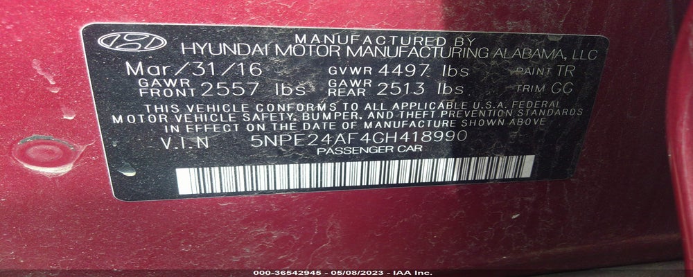5NPE24AF4GH418990 2016 HYUNDAI SONATA photo no. 9