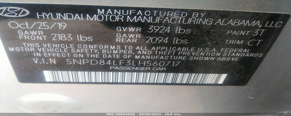 5NPD84LF3LH560717 2020 HYUNDAI ELANTRA photo no. 9