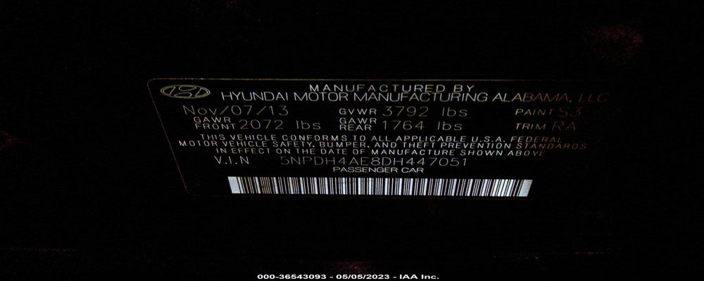 5NPDH4AE8DH447051 2013 HYUNDAI ELANTRA photo no. 9