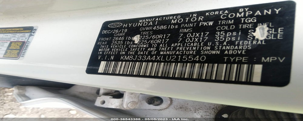 KM8J33A4XLU215540 2020 HYUNDAI TUCSON photo no. 9