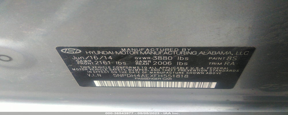 5NPDH4AEXFH551818 2015 HYUNDAI ELANTRA photo no. 9