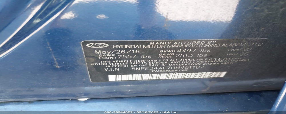 5NPE34AF7HH451187 2017 HYUNDAI SONATA photo no. 9