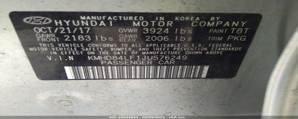 KMHD84LF1JU576249 2018 HYUNDAI ELANTRA photo no. 9