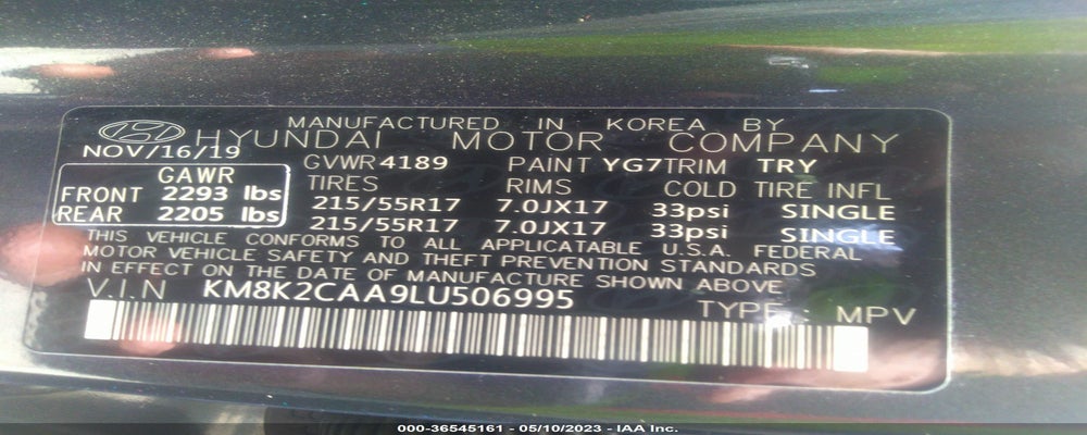 KM8K2CAA9LU506995 2020 HYUNDAI KONA photo no. 9