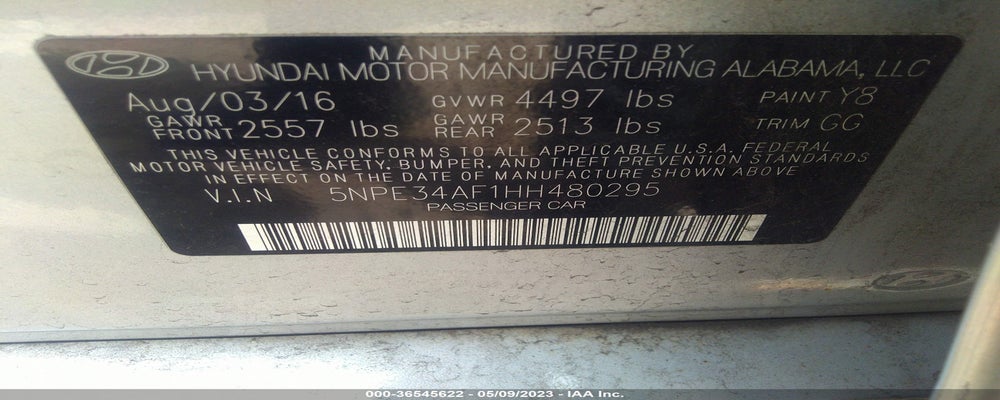 5NPE34AF1HH480295 2017 HYUNDAI SONATA photo no. 9