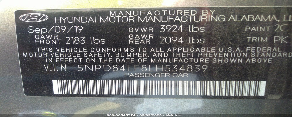 5NPD84LF8LH534839 2020 HYUNDAI ELANTRA photo no. 9