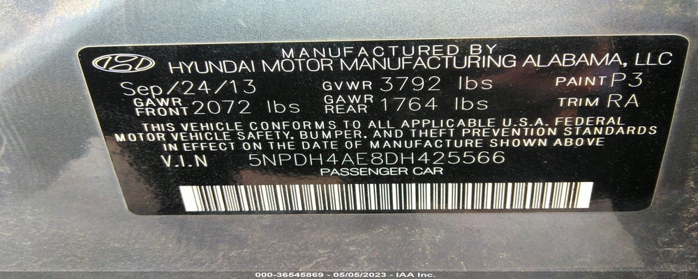 5NPDH4AE8DH425566 2013 HYUNDAI ELANTRA photo no. 9