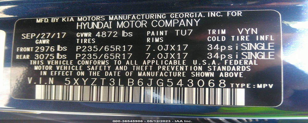5XYZT3LB6JG543068 2018 HYUNDAI SANTA FE SPORT photo no. 9