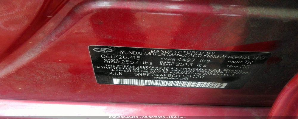 5NPE24AF9GH331120 2016 HYUNDAI SONATA photo no. 9