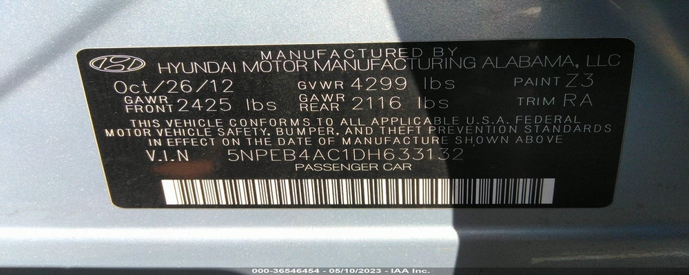 5NPEB4AC1DH633132 2013 HYUNDAI SONATA photo no. 9
