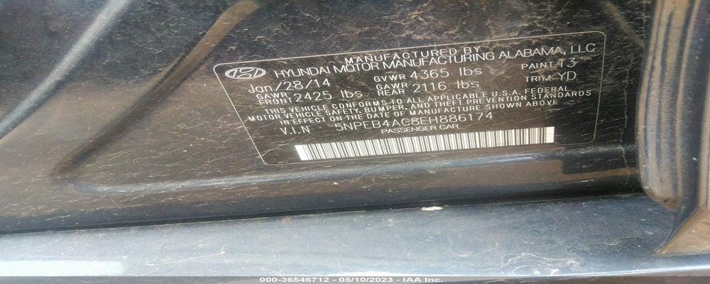 5NPEB4AC8EH886174 2014 HYUNDAI SONATA photo no. 9