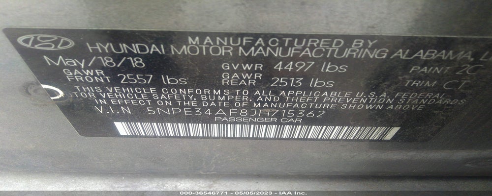 5NPE34AF8JH715362 2018 HYUNDAI SONATA photo no. 9