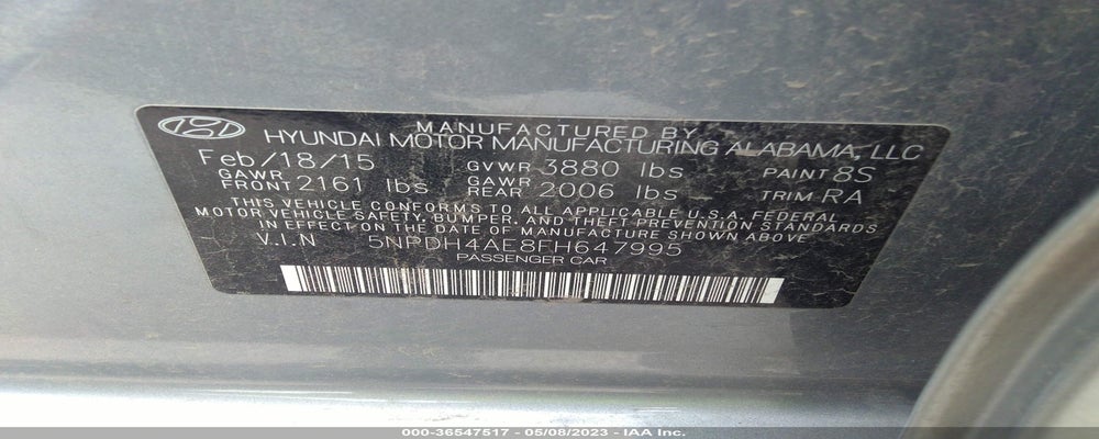 5NPDH4AE8FH647995 2015 HYUNDAI ELANTRA photo no. 9