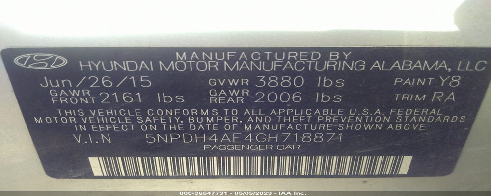 5NPDH4AE4GH718871 2016 HYUNDAI ELANTRA photo no. 9