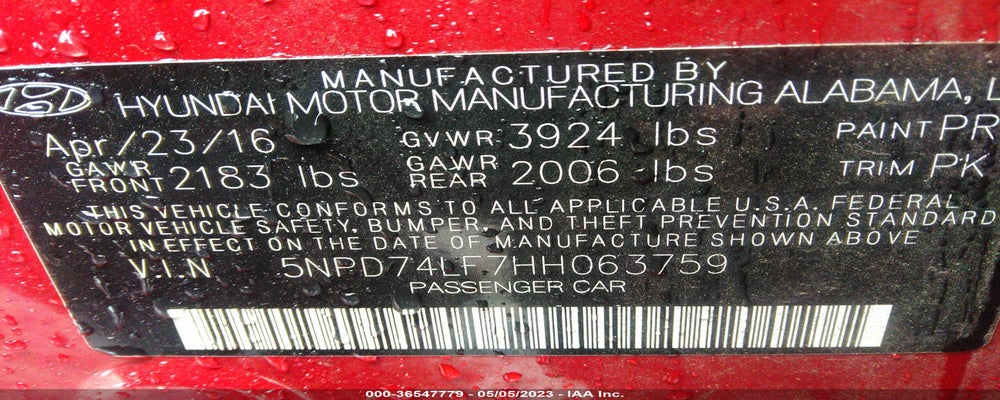 5NPD74LF7HH063759 2017 HYUNDAI ELANTRA photo no. 9