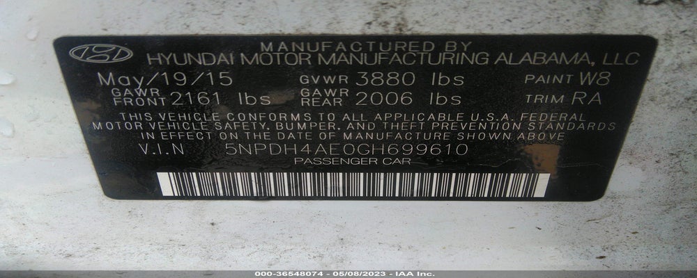 5NPDH4AE0GH699610 2016 HYUNDAI ELANTRA photo no. 9
