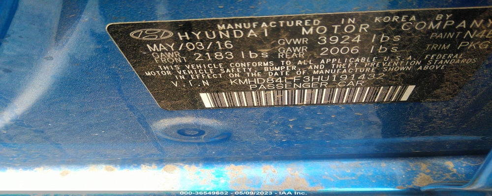KMHD84LF3HU191432 2017 HYUNDAI ELANTRA photo no. 9