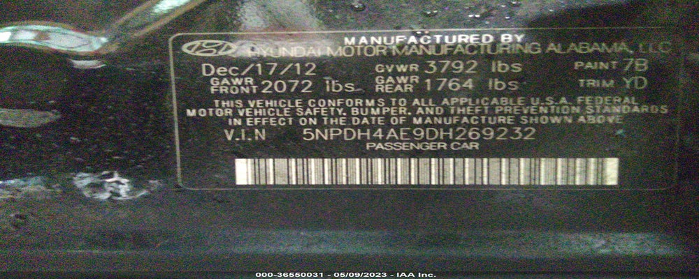 5NPDH4AE9DH269232 2013 HYUNDAI ELANTRA photo no. 9