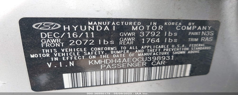 KMHDH4AE0CU398931 2012 HYUNDAI ELANTRA photo no. 9