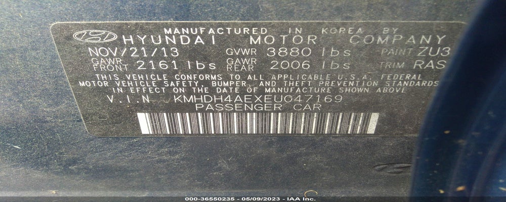KMHDH4AEXEU047169 2014 HYUNDAI ELANTRA photo no. 9