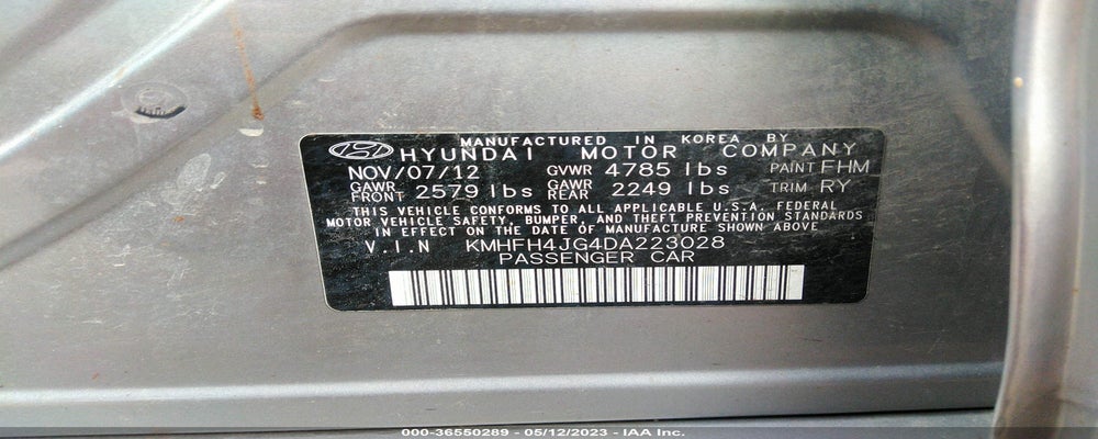 KMHFH4JG4DA223028 2013 HYUNDAI AZERA photo no. 9