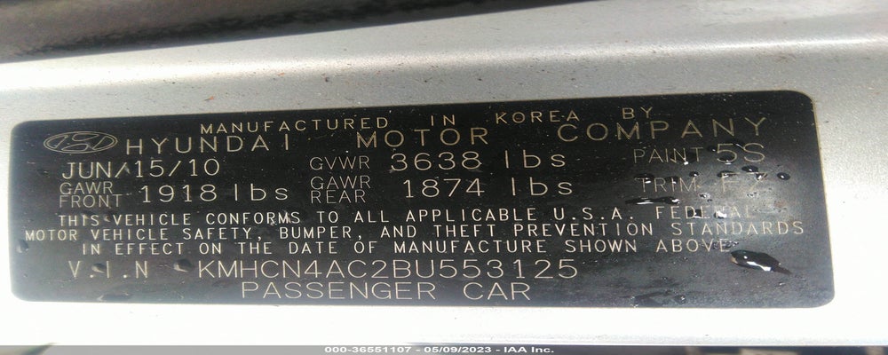 KMHCN4AC2BU553125 2011 HYUNDAI ACCENT photo no. 9