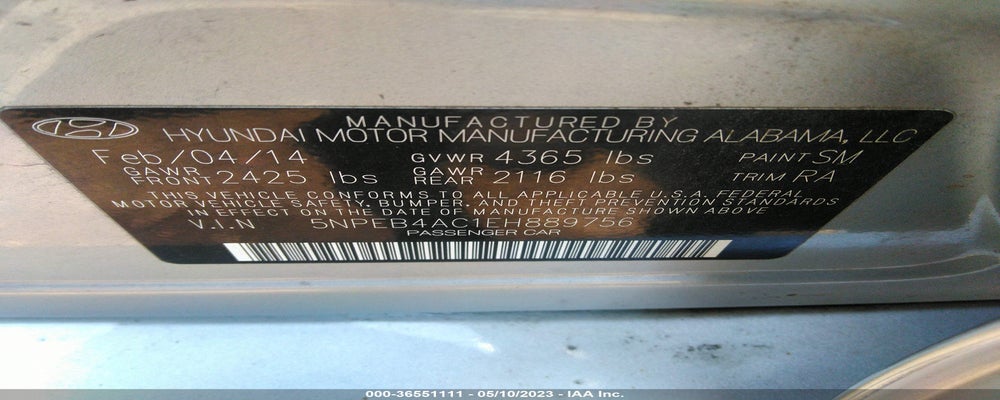 5NPEB4AC1EH889756 2014 HYUNDAI SONATA photo no. 9