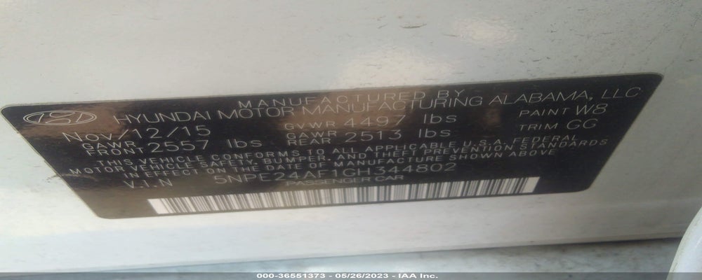5NPE24AF1GH344802 2016 HYUNDAI SONATA photo no. 9