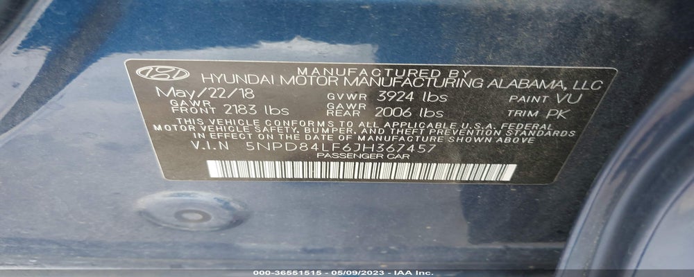 5NPD84LF6JH367457 2018 HYUNDAI ELANTRA photo no. 9