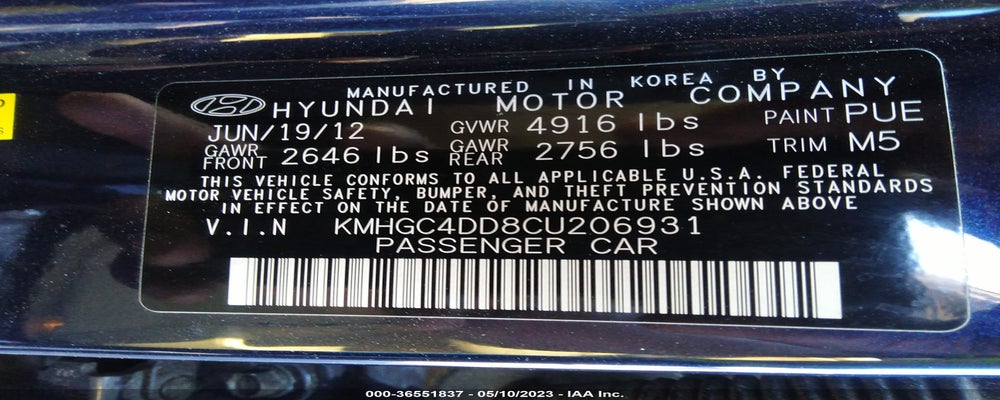 KMHGC4DD8CU206931 2012 HYUNDAI GENESIS photo no. 9
