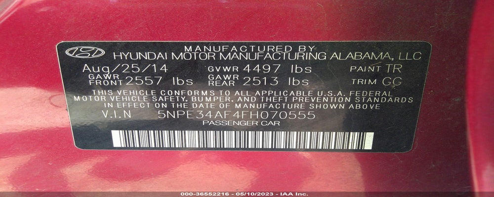 5NPE34AF4FH070555 2015 HYUNDAI SONATA photo no. 9