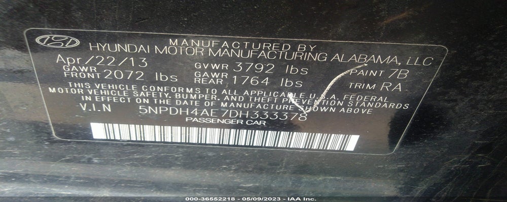5NPDH4AE7DH333378 2013 HYUNDAI ELANTRA photo no. 9